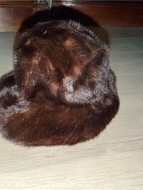 Round Dark Brown Fur Hat